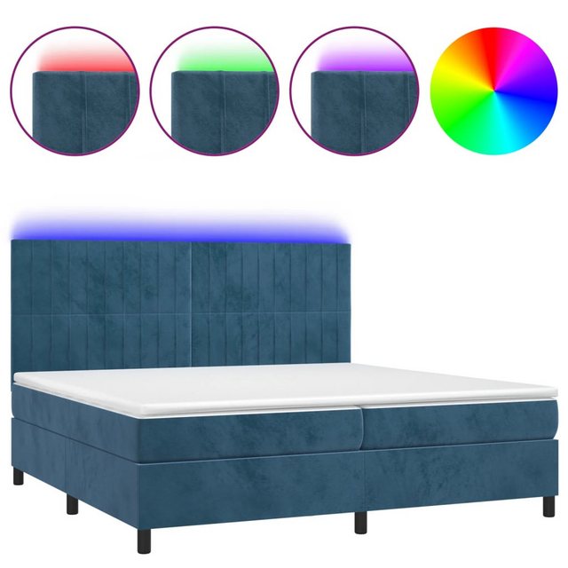 vidaXL Boxspringbett Boxspringbett mit Matratze & LED Samt (200 x 200 cm, B günstig online kaufen