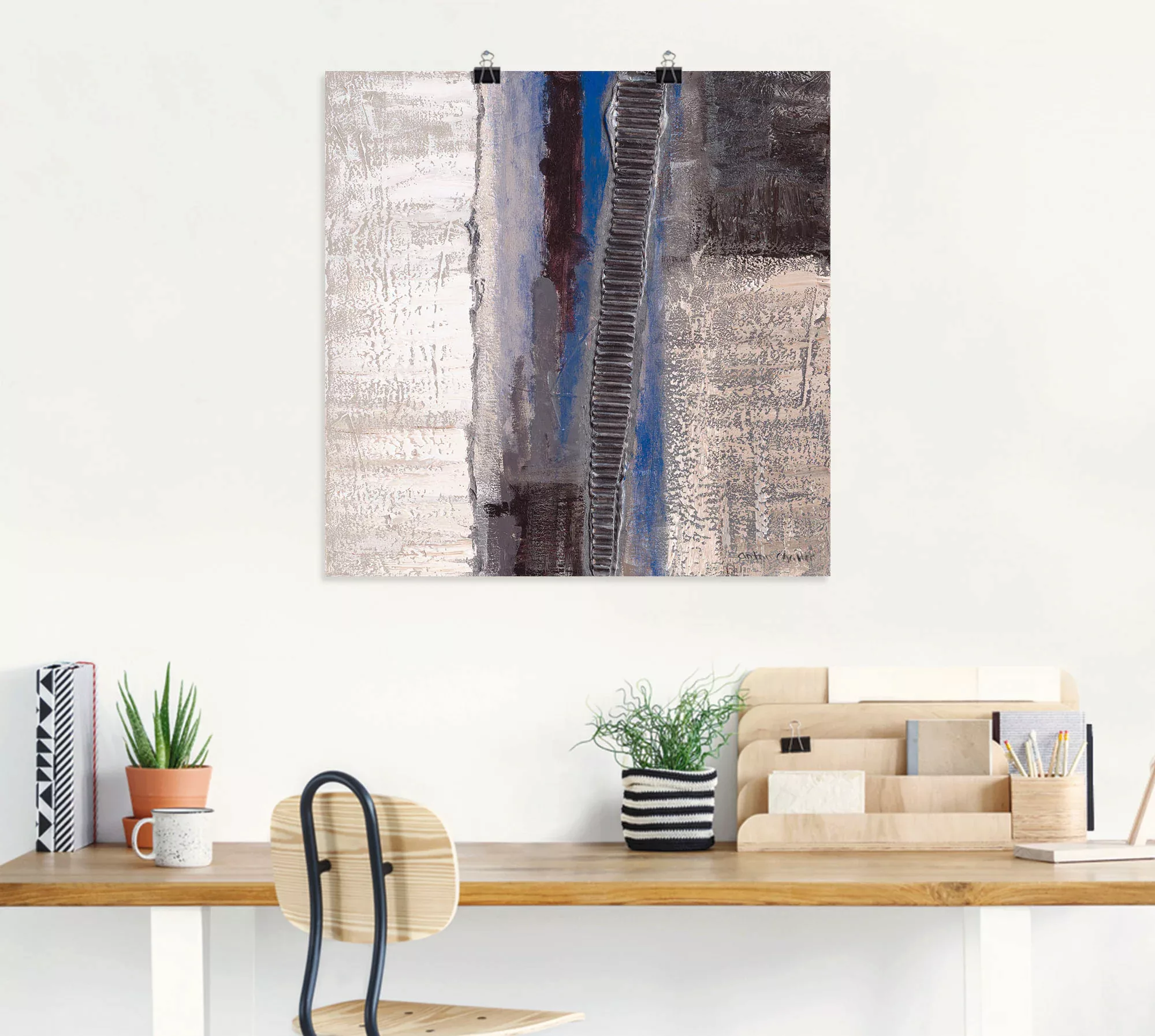 Artland Wandbild "Blau-silber Abstrakt I", Muster, (1 St.), als Alubild, Ou günstig online kaufen