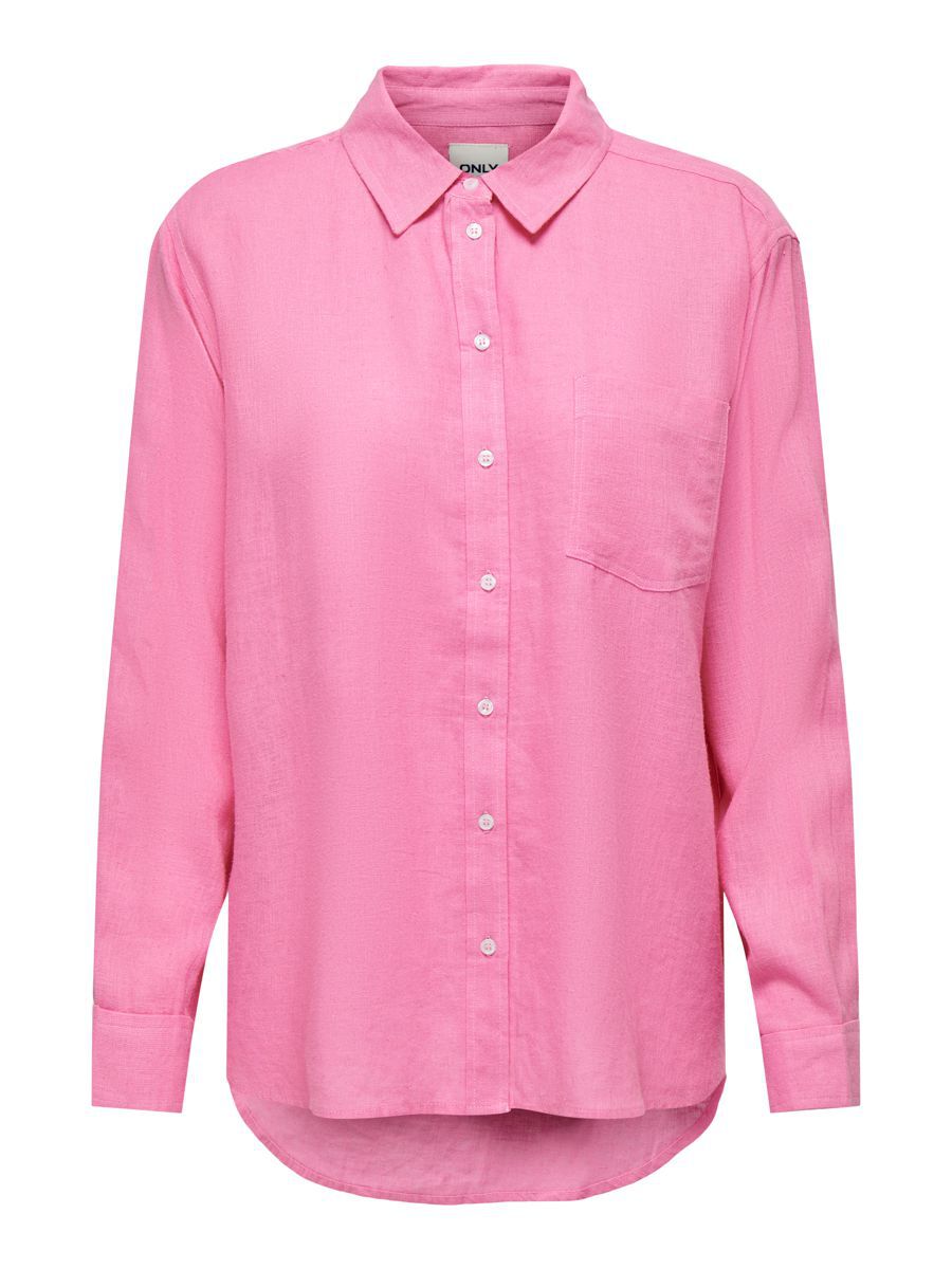 ONLY Einfarbiges Leinenmix Hemd Damen Pink günstig online kaufen