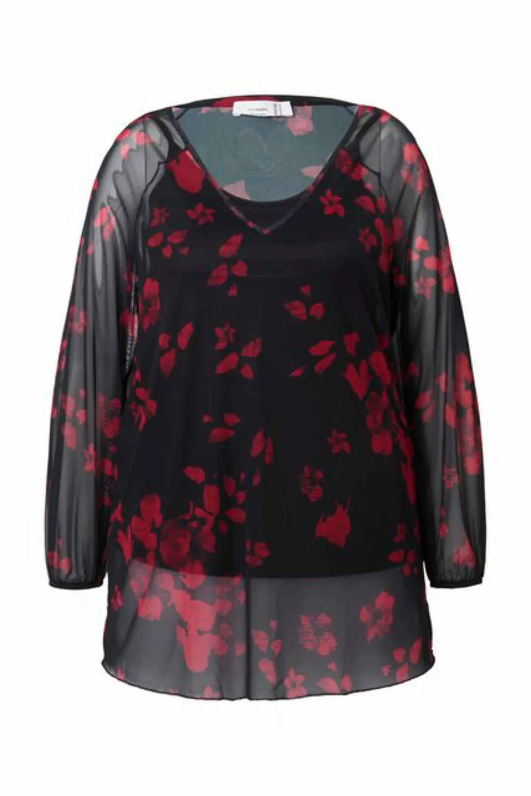 MIAMODA Longbluse Bluse Mesh floraler Print weiter Langarm günstig online kaufen