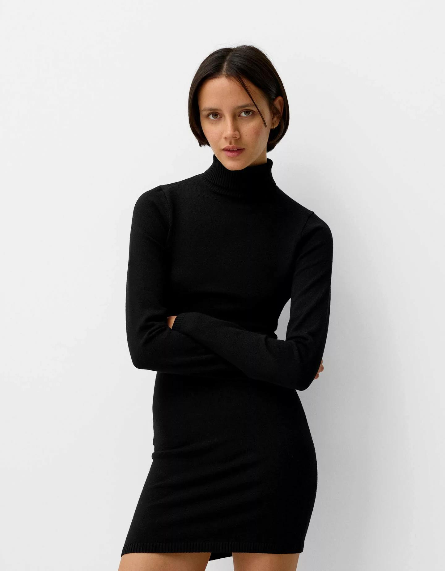 Bershka Minikleid Mit Stehkragen Damen M Schwarz günstig online kaufen