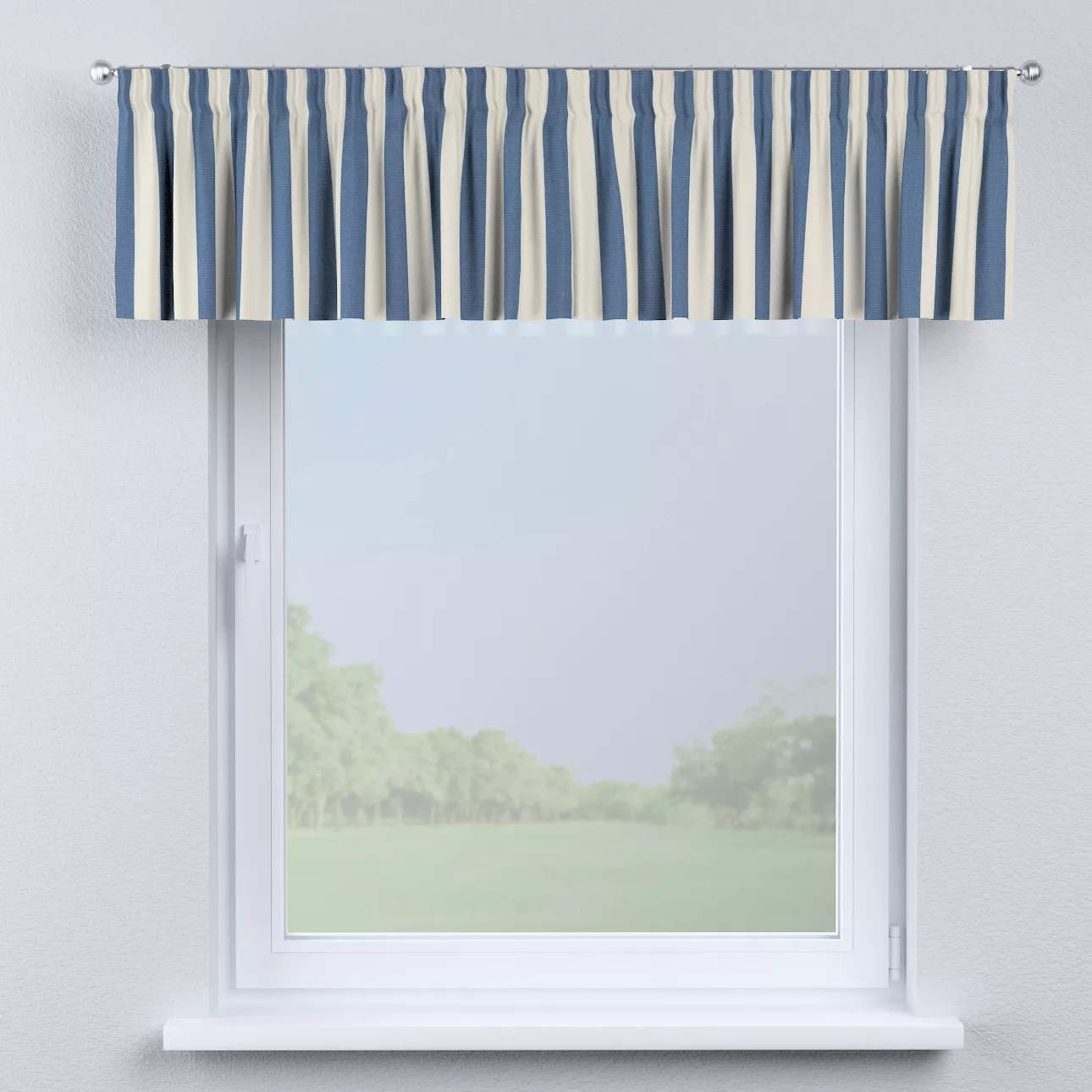 Kurzgardine mit Kräuselband, blau-weiß, 130 x 40 cm, Quadro (143-90) günstig online kaufen