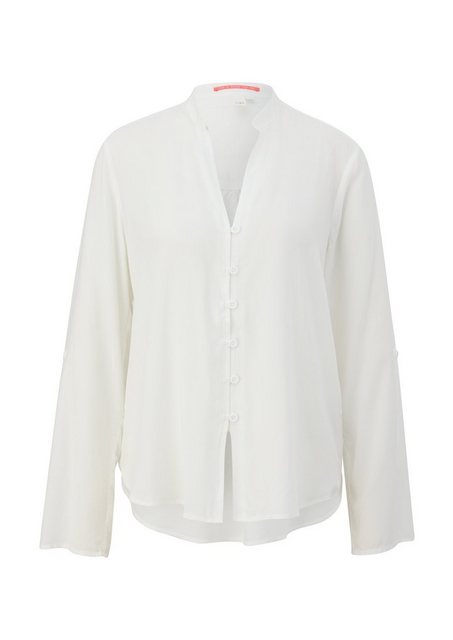 QS Klassische Bluse QS by s.Oliver Bluse mit V-Ausschnitt in Creme (1-tlg) günstig online kaufen