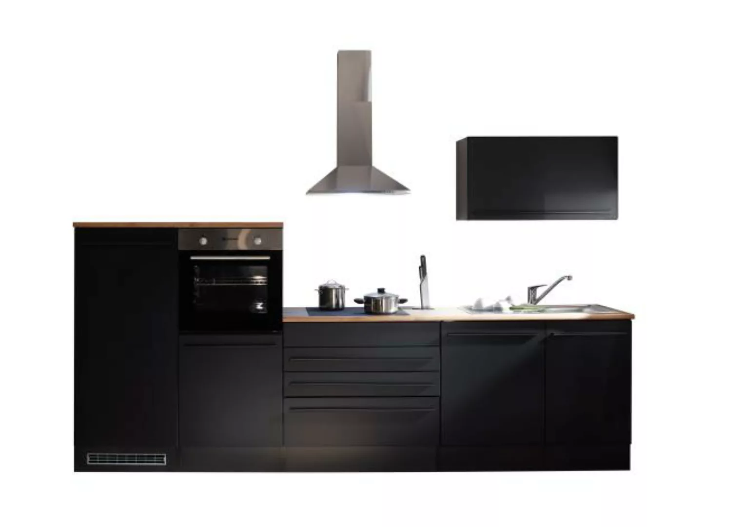 Küchenblock 320 cm inkl. Elektro-Set 5-tlg. JAZZ-4 von Bega Schwarz Matt günstig online kaufen
