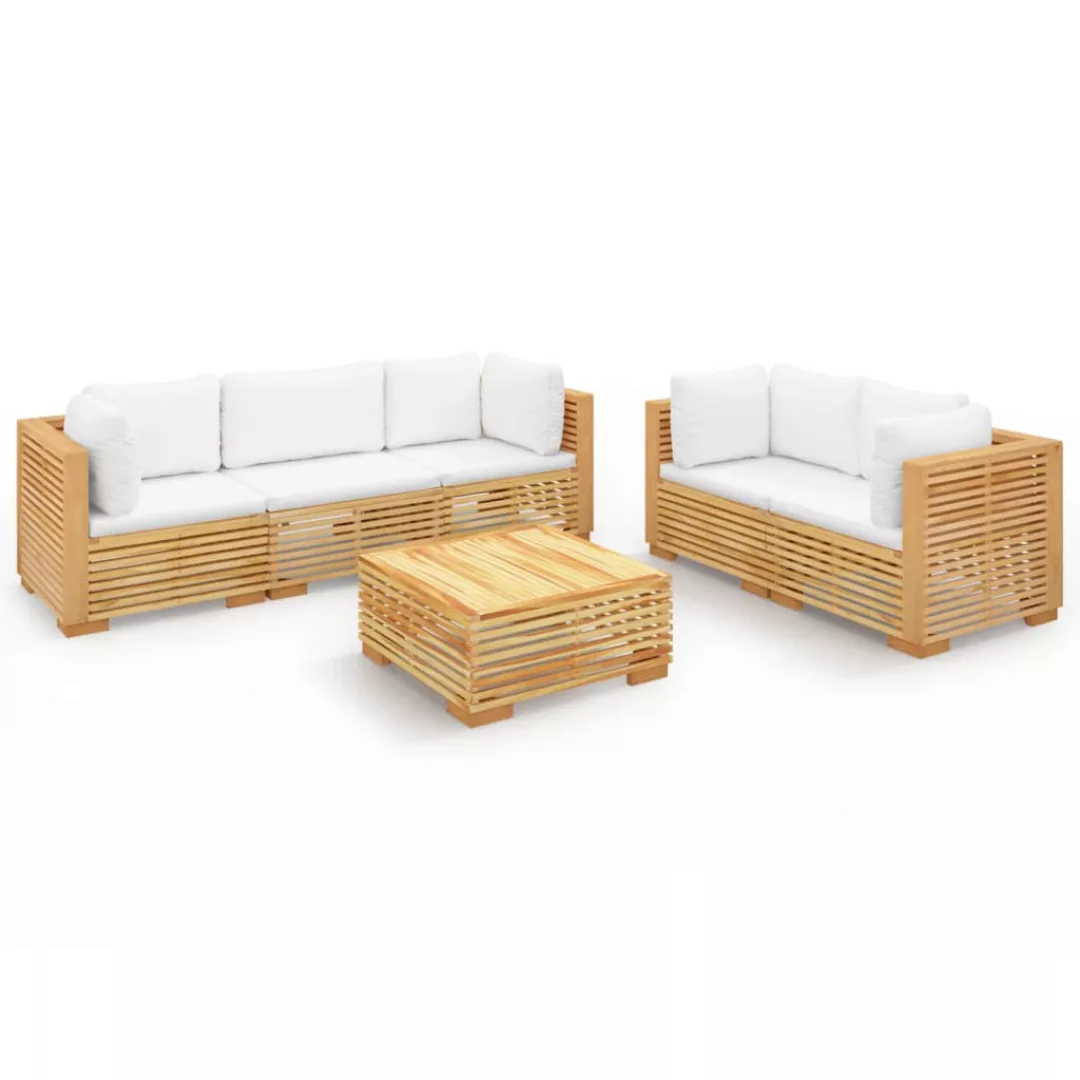 Vidaxl 6-tlg. Garten-lounge-set Mit Kissen Massivholz Teak günstig online kaufen