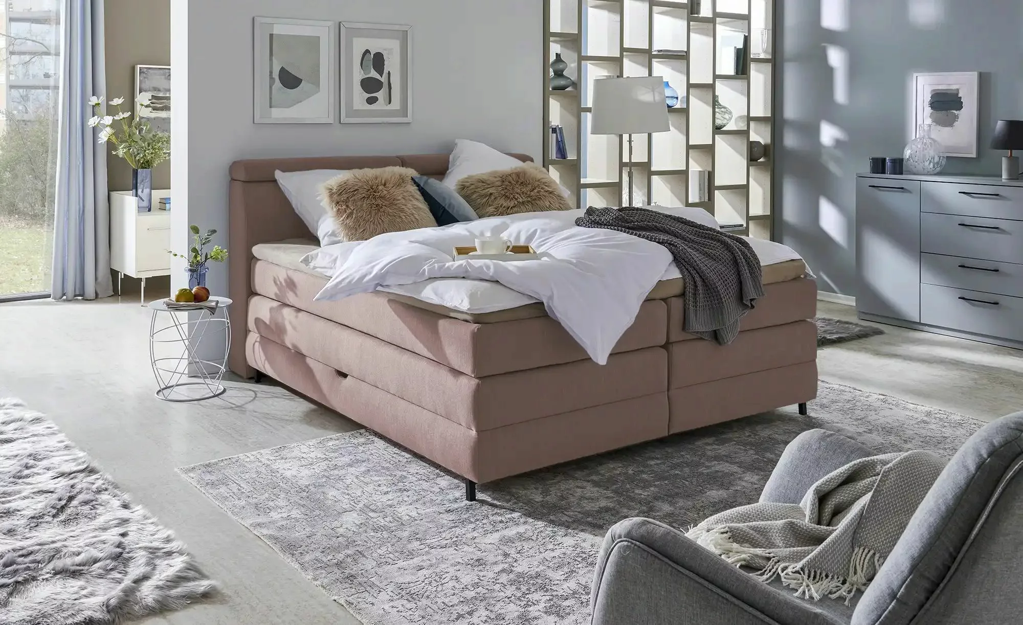 switch Boxspringbett  Kay ¦ rosa/pink ¦ Maße (cm): B: 143 H: 108 Betten > E günstig online kaufen