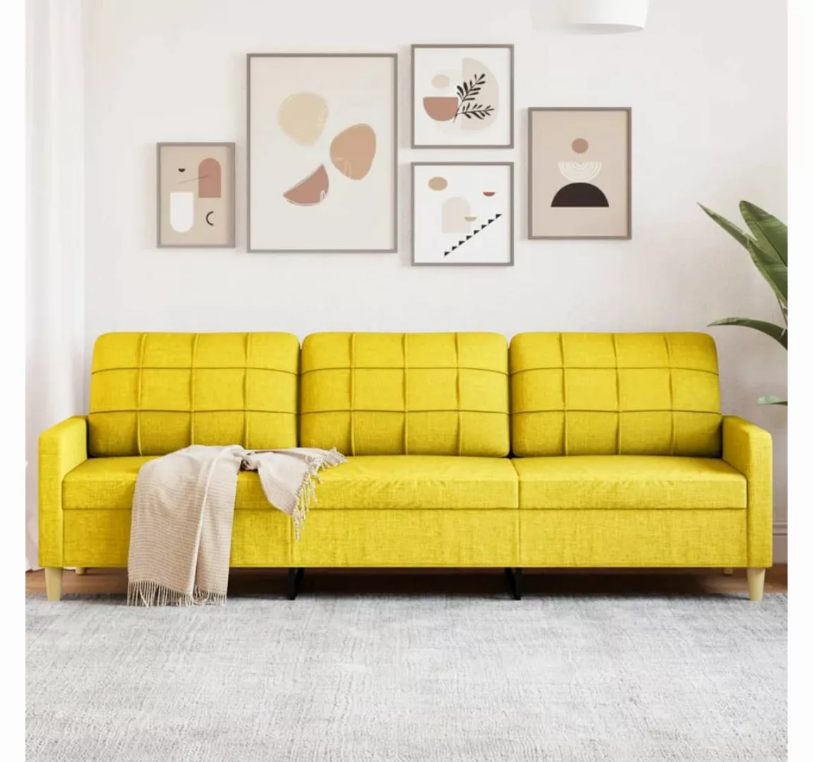 vidaXL Sofa, 3-Sitzer-Sofa Hellgelb 210 cm Stoff günstig online kaufen