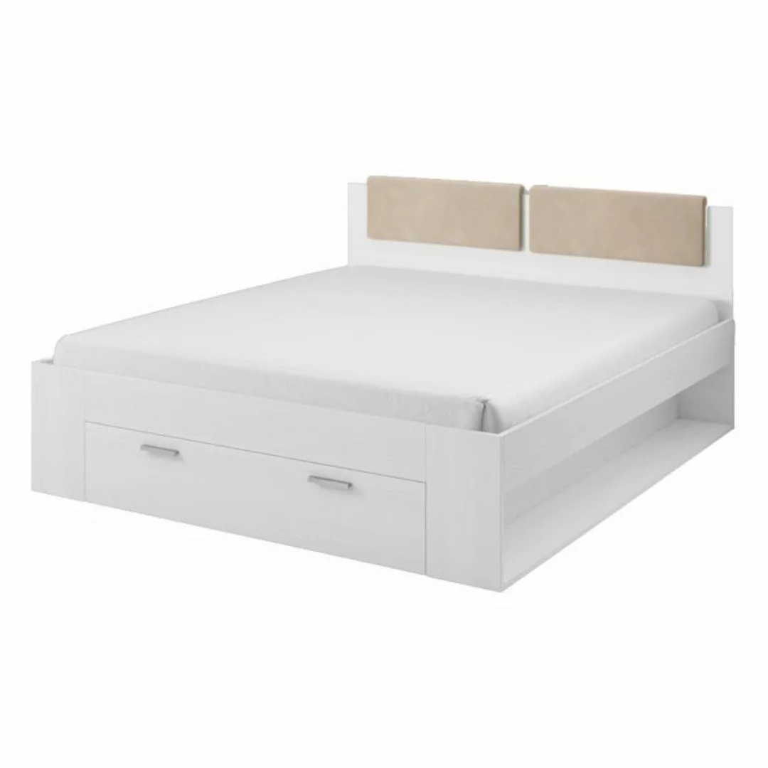 Doppelbett Schlafzimmer Liegefläche 140/200 cm in Abisko Eiche Nb. GRAZ-83 günstig online kaufen