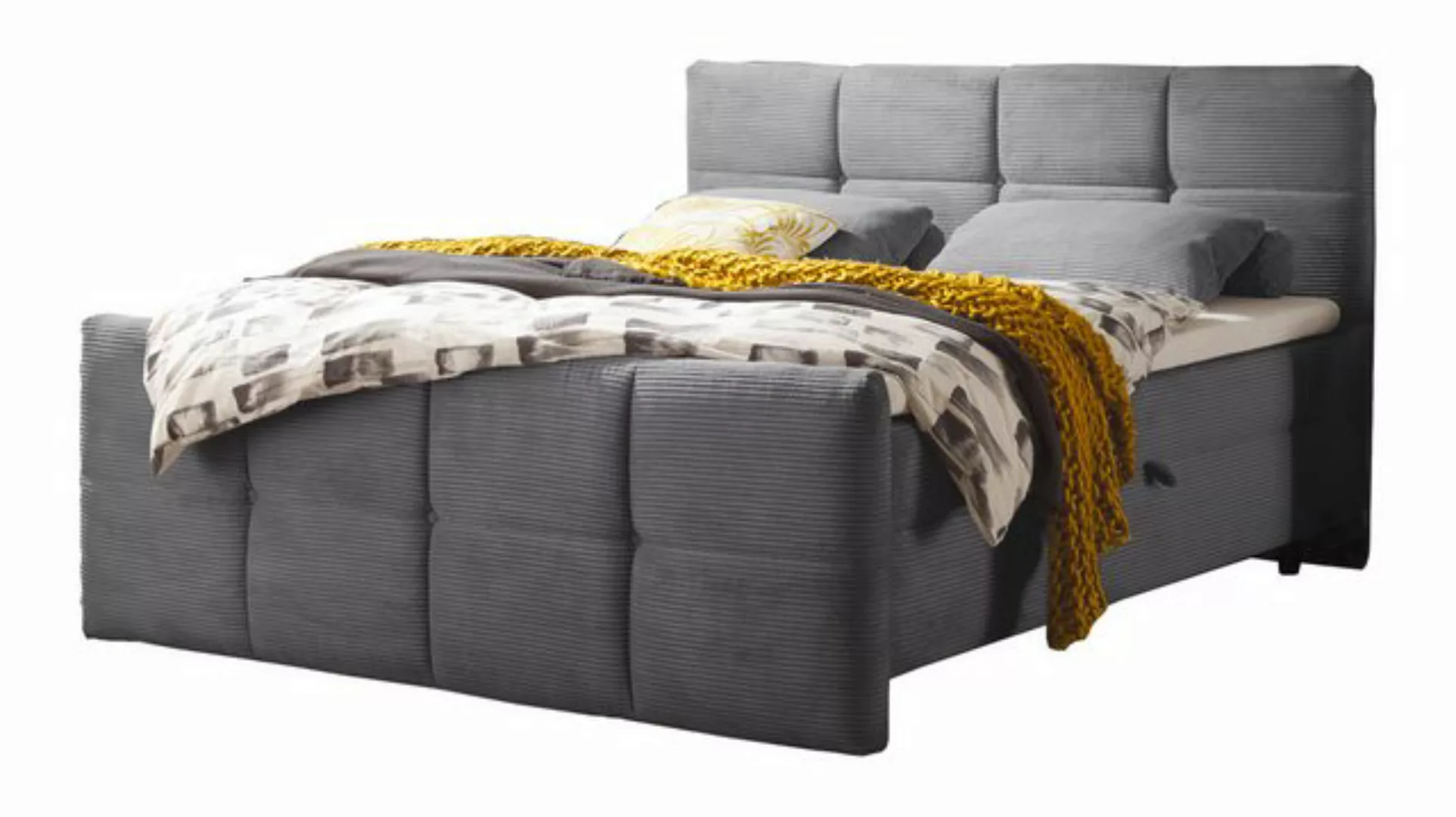 Massivart® Boxspringbett Boxbett TIJUANA 180 x 200 cm / Cordbezug / dunkelg günstig online kaufen