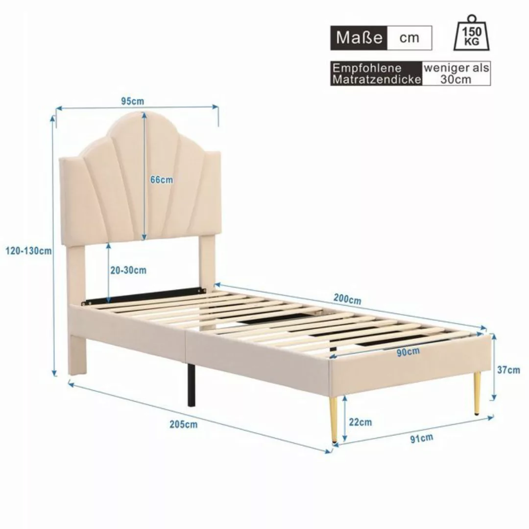 Odikalo Polsterbett Muschel Bett Lattenrost Polsterbank Stauraum Samt 90/14 günstig online kaufen