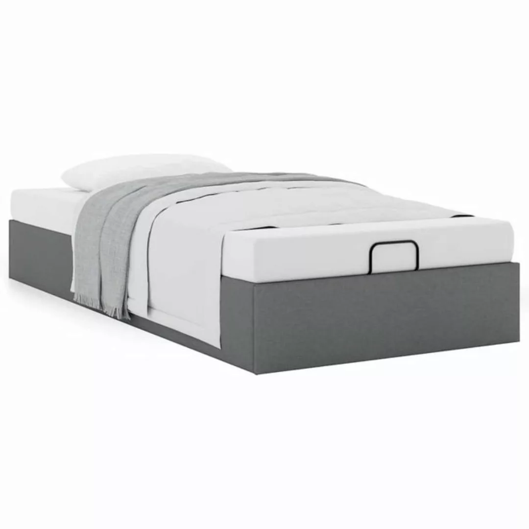 vidaXL Bett, Ottoman-Bett ohne Matratze Dunkelgrau 90x200 cm Stoff günstig online kaufen