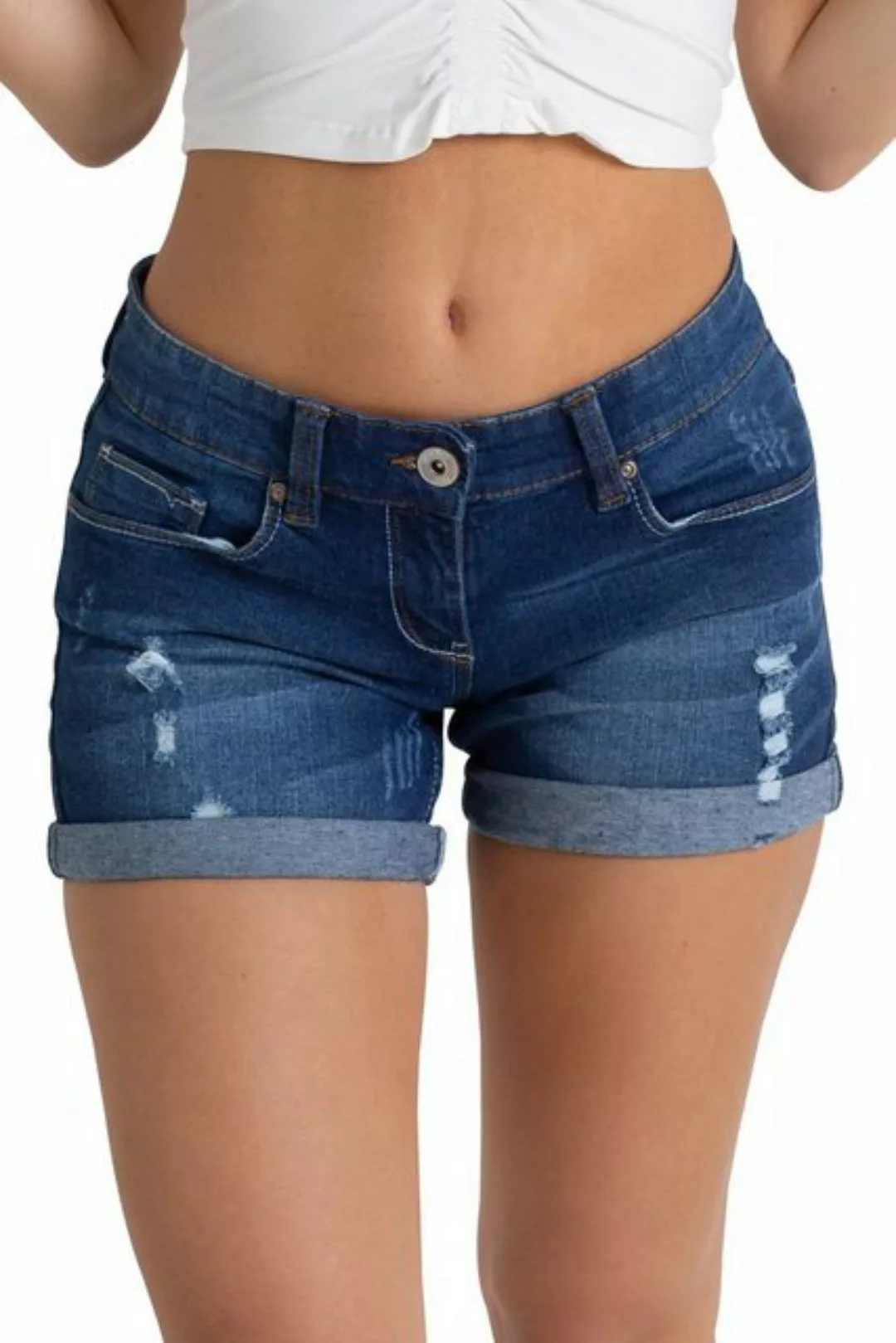 BlauerHafen Jeansbermudas Damen Jeans Shorts Destroyed Bermuda Stretch Boyf günstig online kaufen