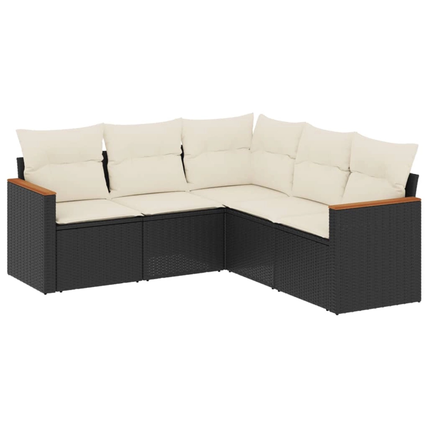 vidaXL 5-Tlg Garten-Sofagarnitur mit Kissen Schwarz Poly Rattan 3258360 günstig online kaufen