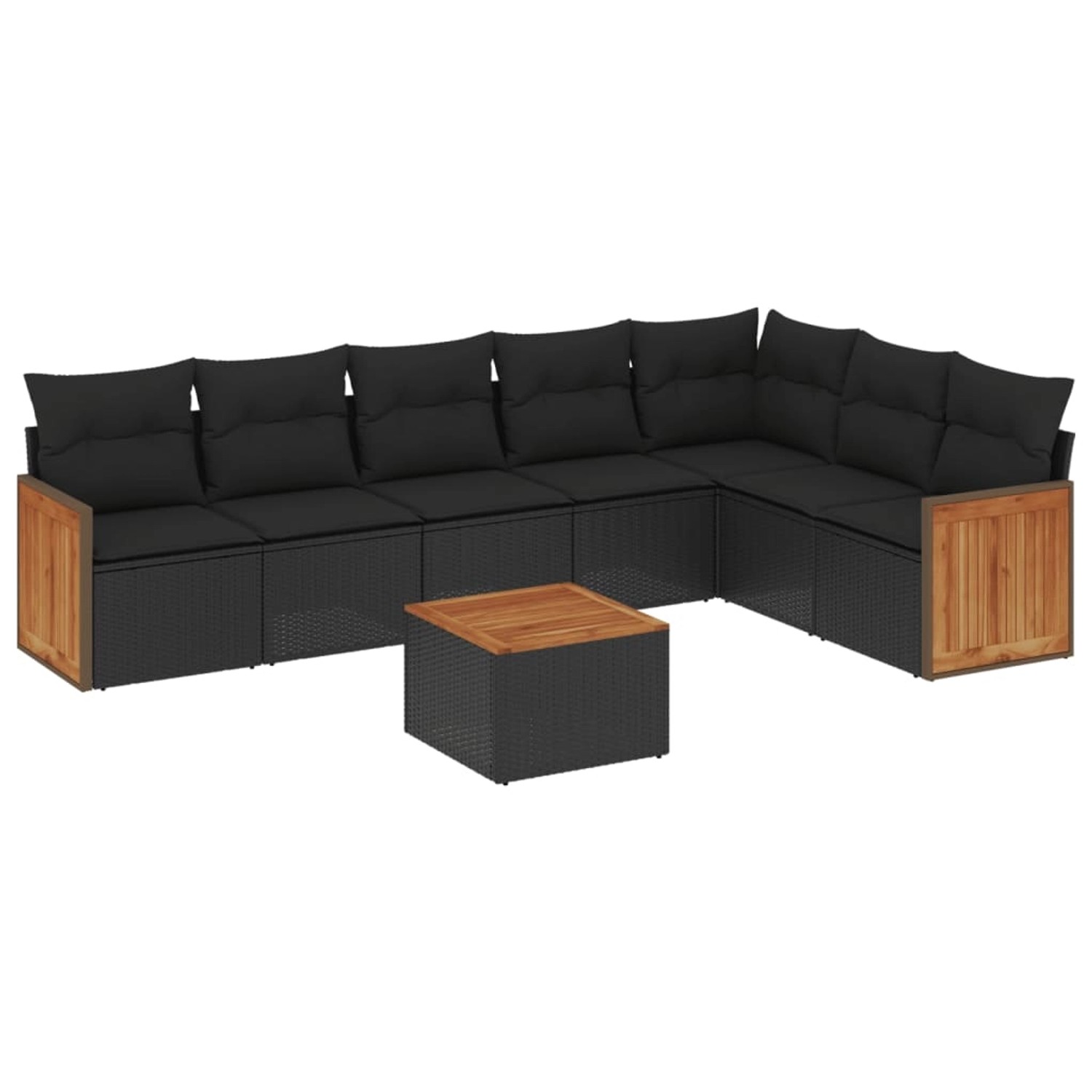 vidaXL 8-Tlg Garten-Sofagarnitur mit Kissen Schwarz Poly Rattan 3227714 günstig online kaufen
