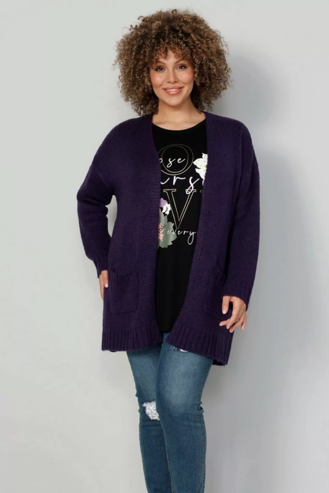 MIAMODA Strickjacke Strickjacke offene Form Langarm günstig online kaufen