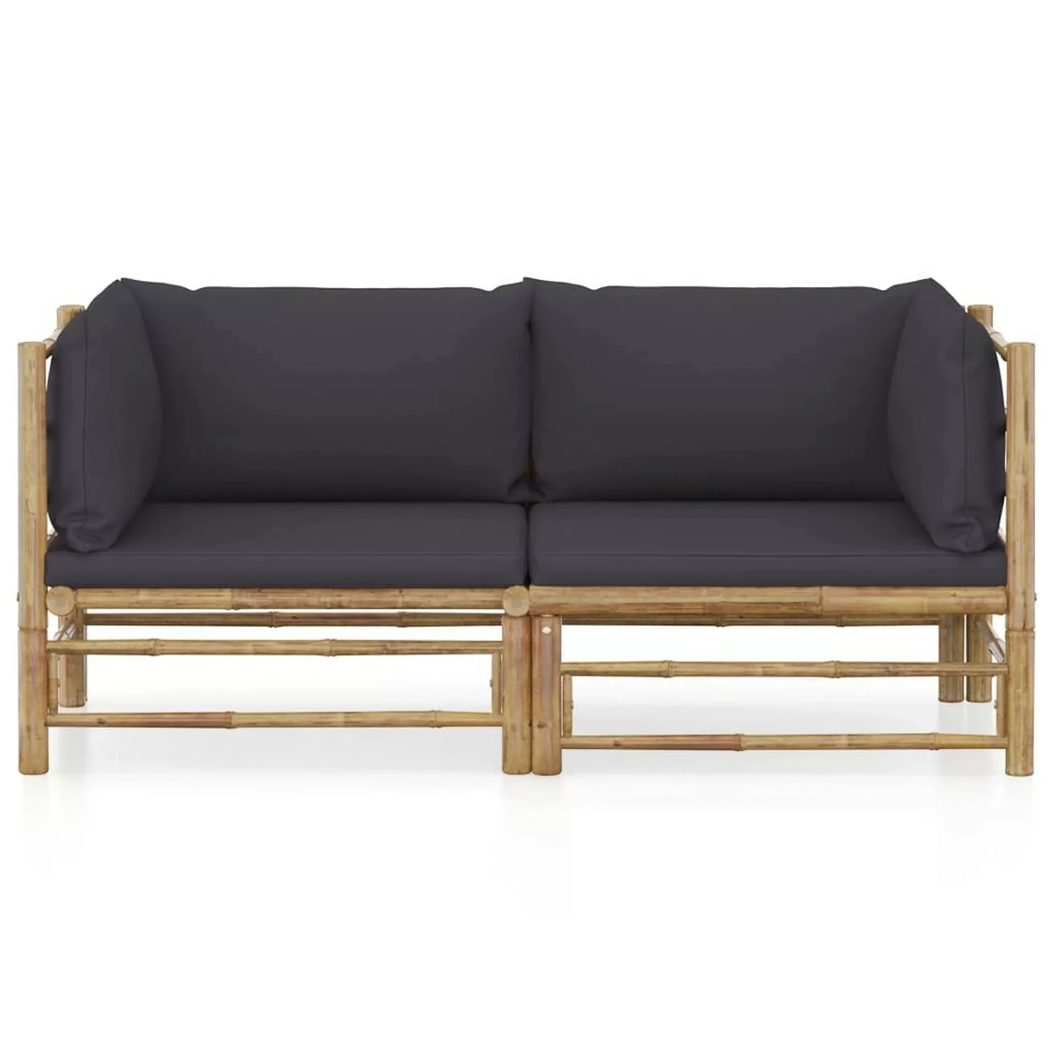 vidaXL 2-tlg Garten-Lounge-Set mit Dunkelgrauen Kissen Bambus Modell 1 günstig online kaufen