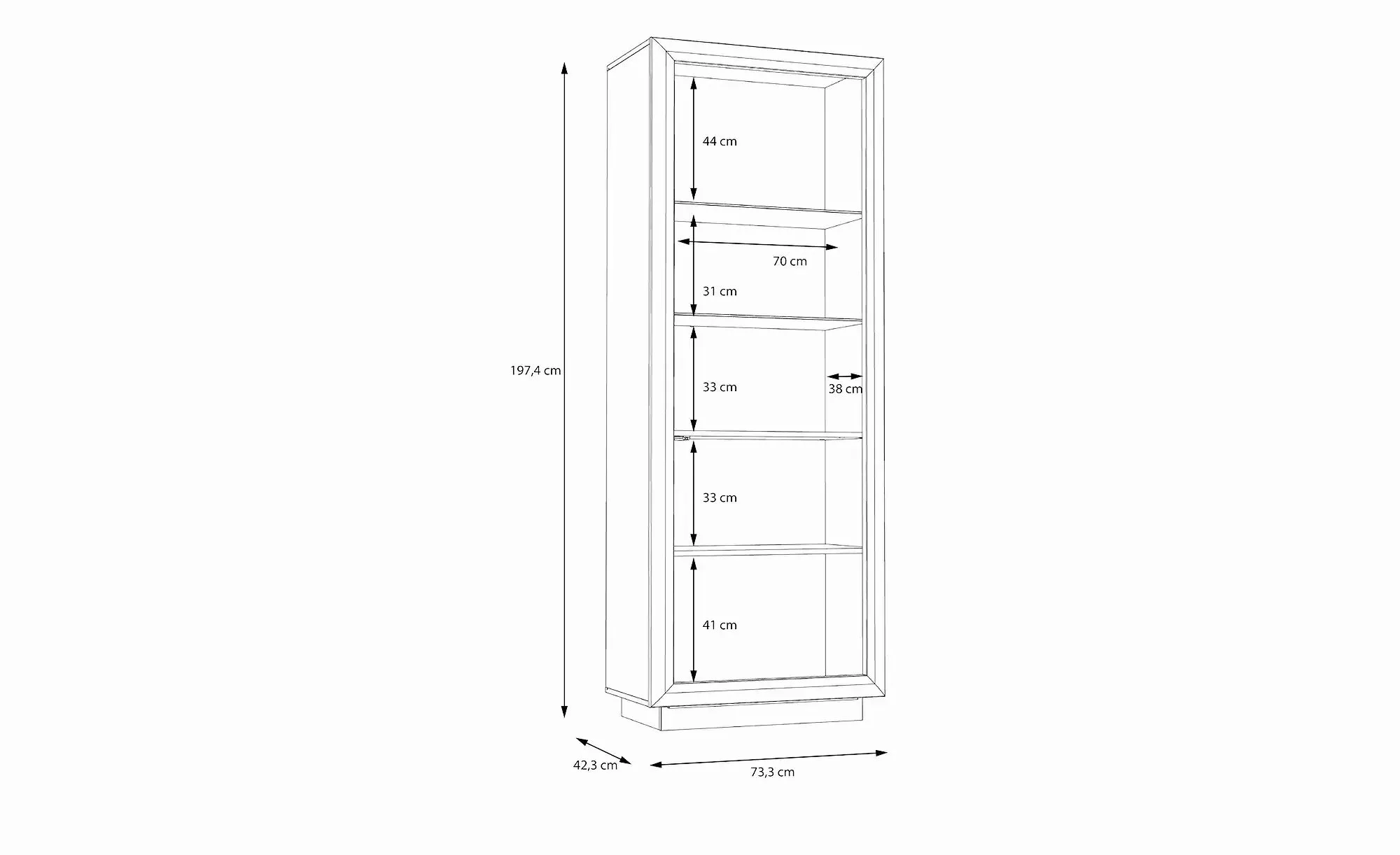 FORTE Highboard "Savona", Höhe 197 cm, inkl. Sockelbeleuchtung günstig online kaufen