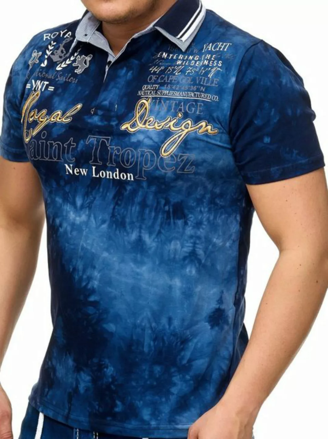 L.gonline Poloshirt Herren Polo Shirt Royal Design, Washed Shirt, Kurzarm H günstig online kaufen