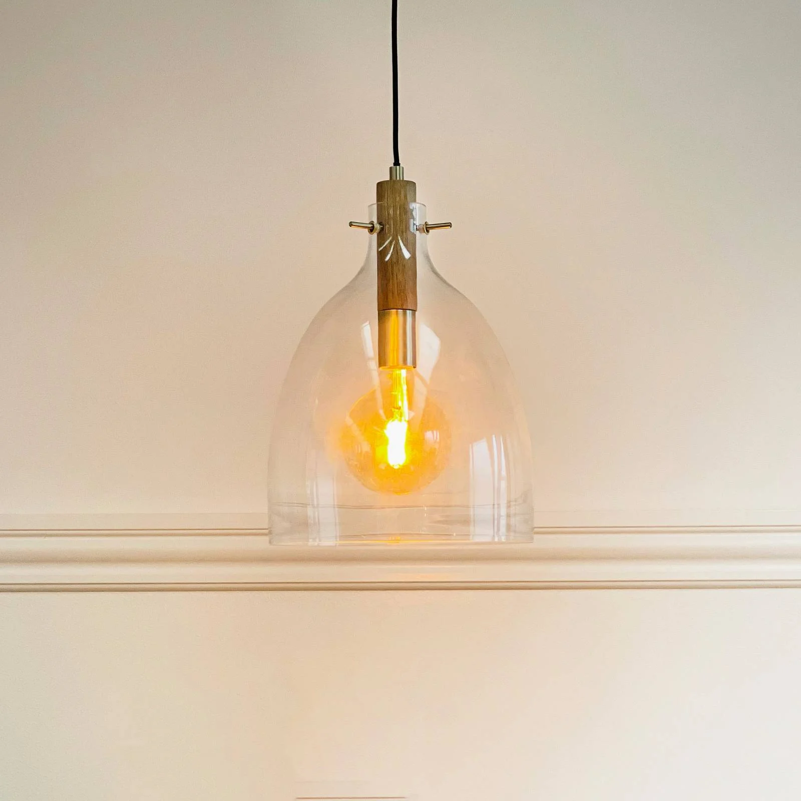Dyberg Larsen Pendellampe Bistro, Ø 30 cm, transparent, Glas günstig online kaufen