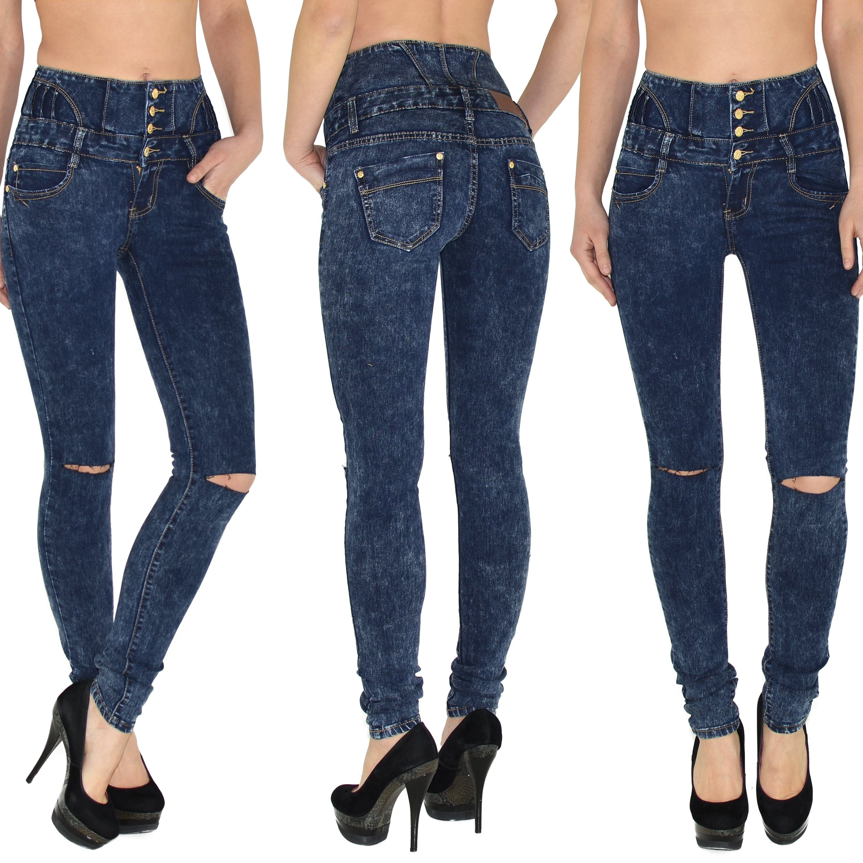 ESRA Skinny-fit-Jeans J22 Risse High Waist günstig online kaufen