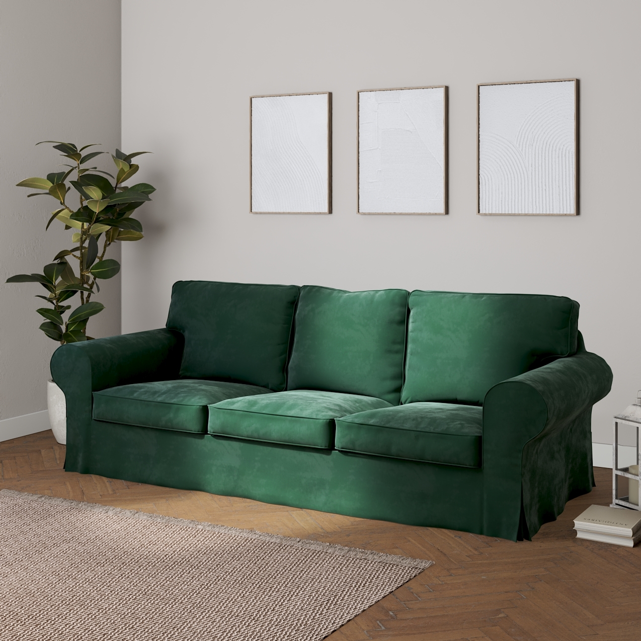Bezug für Ektorp 3-Sitzer Schlafsofa, neues Modell (2013), dunkelgrün, 40cm günstig online kaufen