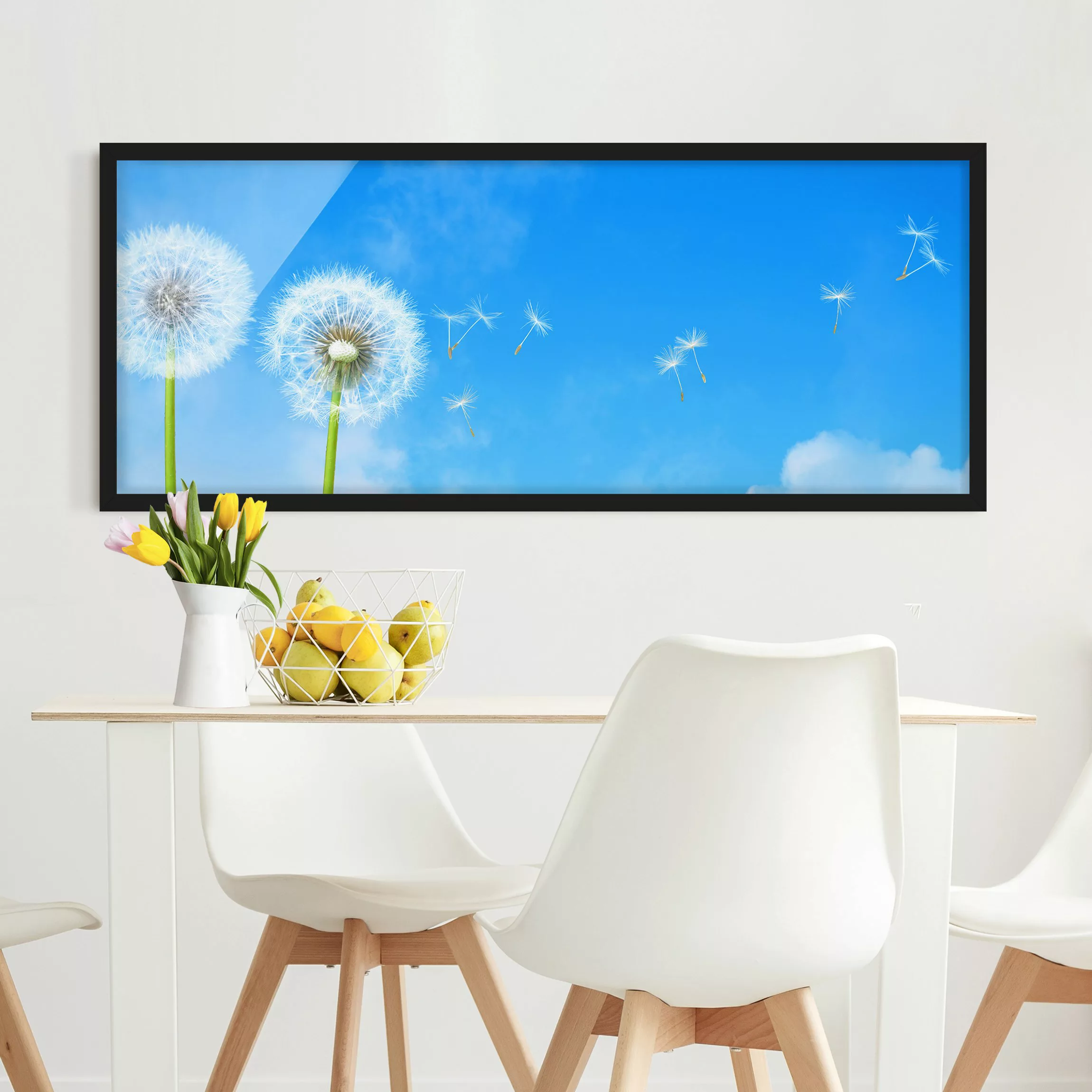 Bild mit Rahmen Blumen - Panorama Flying Seeds günstig online kaufen