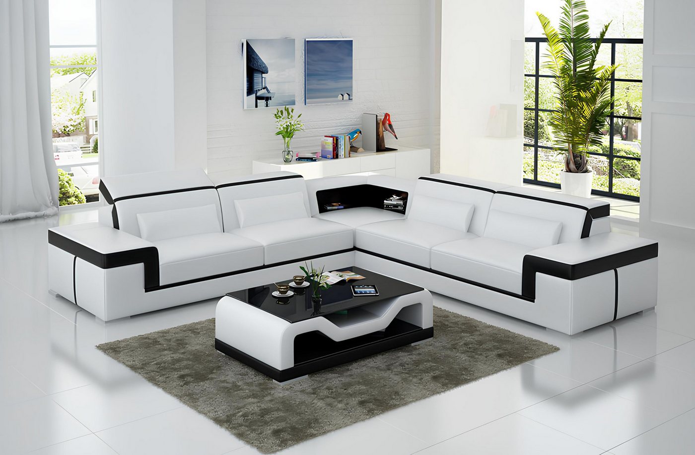 Xlmoebel Sofa Modernes Ecksofa aus Leder in Design-Wohnlandschaft G8020B., günstig online kaufen