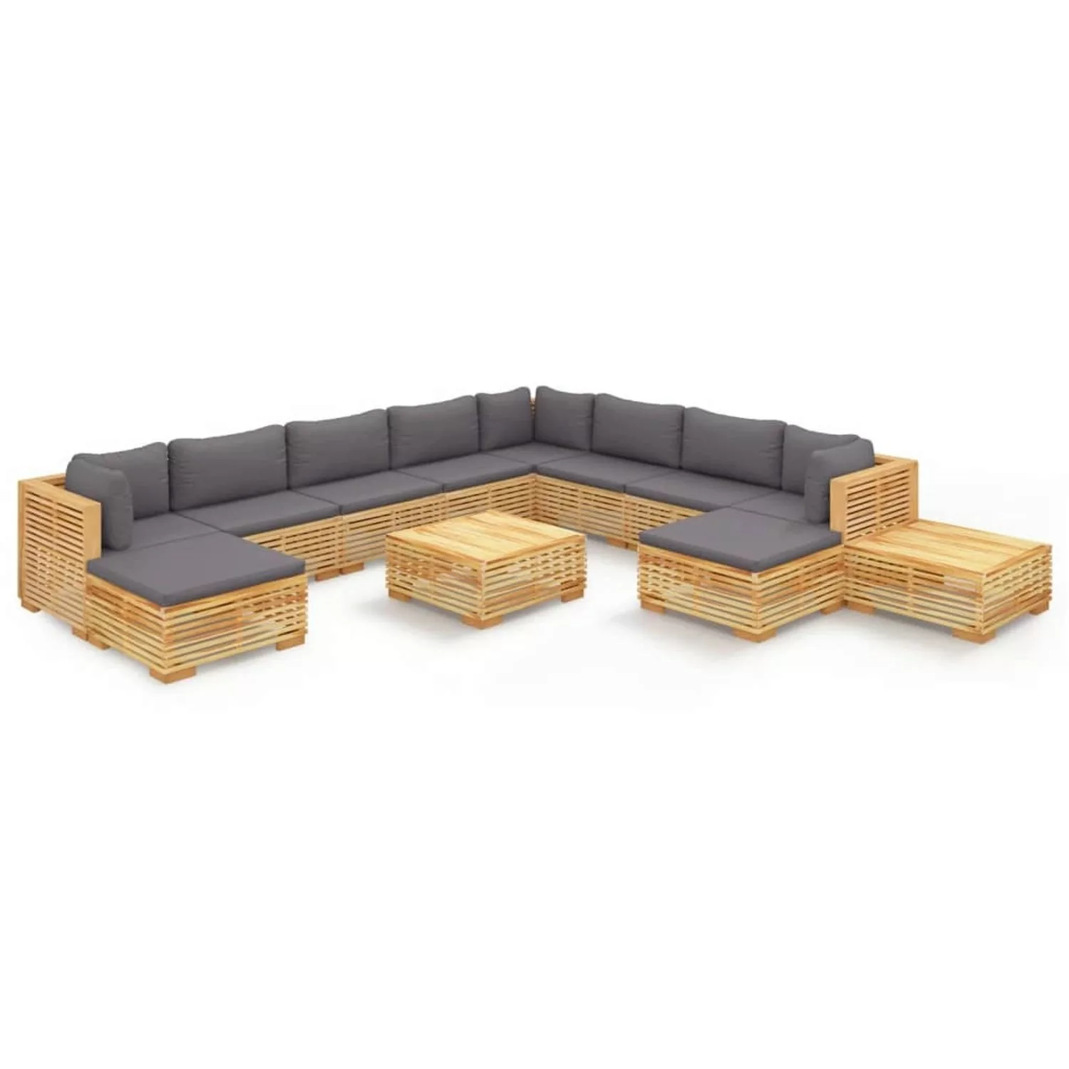 vidaXL 12-tlg Garten-Lounge-Set mit Kissen Massivholz Teak Modell 3 günstig online kaufen