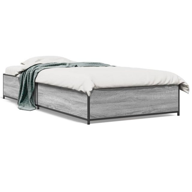 vidaXL Bett Bettgestell Braun Eichen-Optik 90x200 cm Holzwerkstoff Metall günstig online kaufen