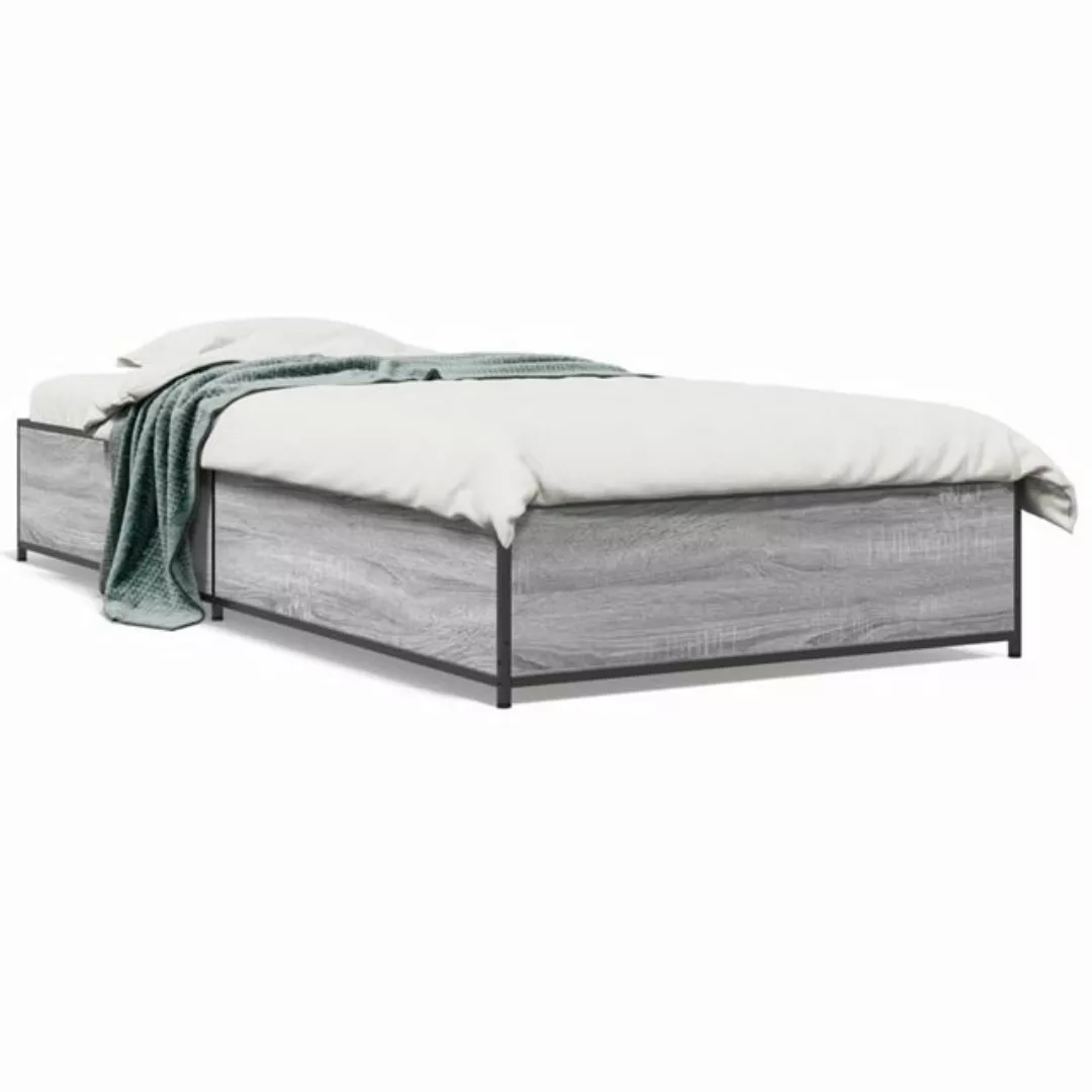 vidaXL Bett Bettgestell Braun Eichen-Optik 90x190 cm Holzwerkstoff Metall günstig online kaufen