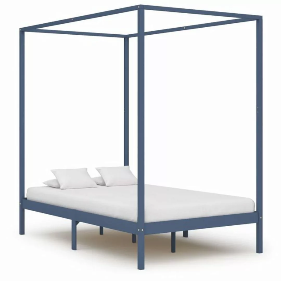 furnicato Bett Himmelbett-Gestell Grau Massivholz Kiefer 120 x 200 cm günstig online kaufen