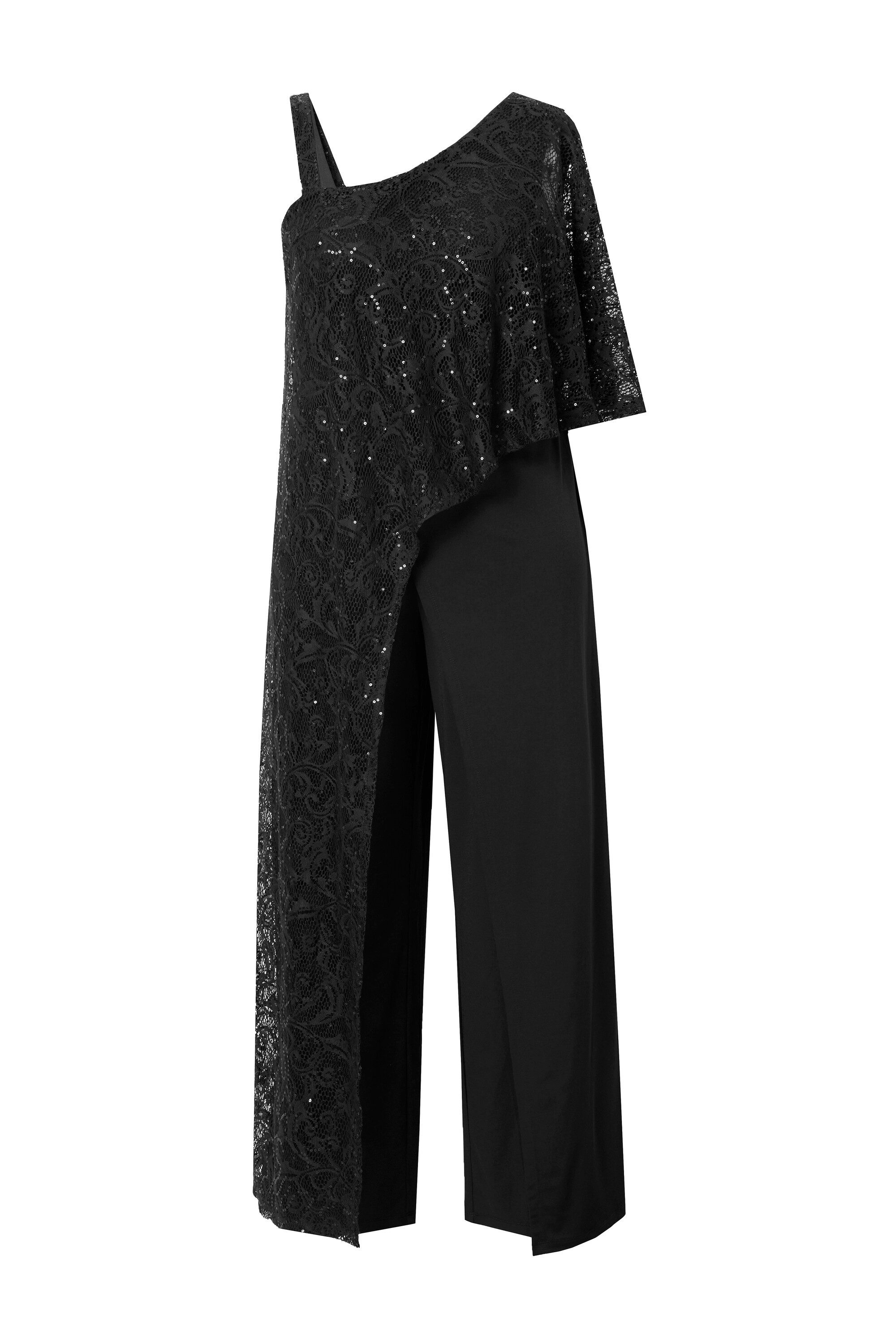 Ulla Popken Funktionshose Jumpsuit Spitzen-Überwurf weites günstig online kaufen