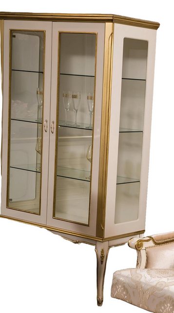 Xlmoebel Vitrine Holzvitrine Möbel Schrank mit Barock Rokoko Design in Gold günstig online kaufen