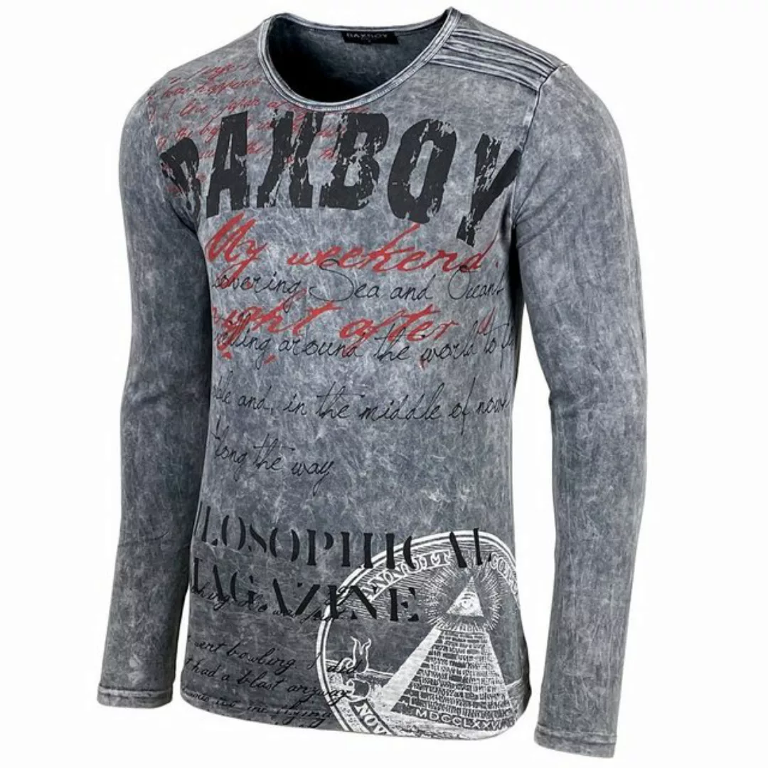 Baxboy Longshirt BAXBOY Herren Langarmshirt Oil Wash Verwaschen Stretch Obe günstig online kaufen