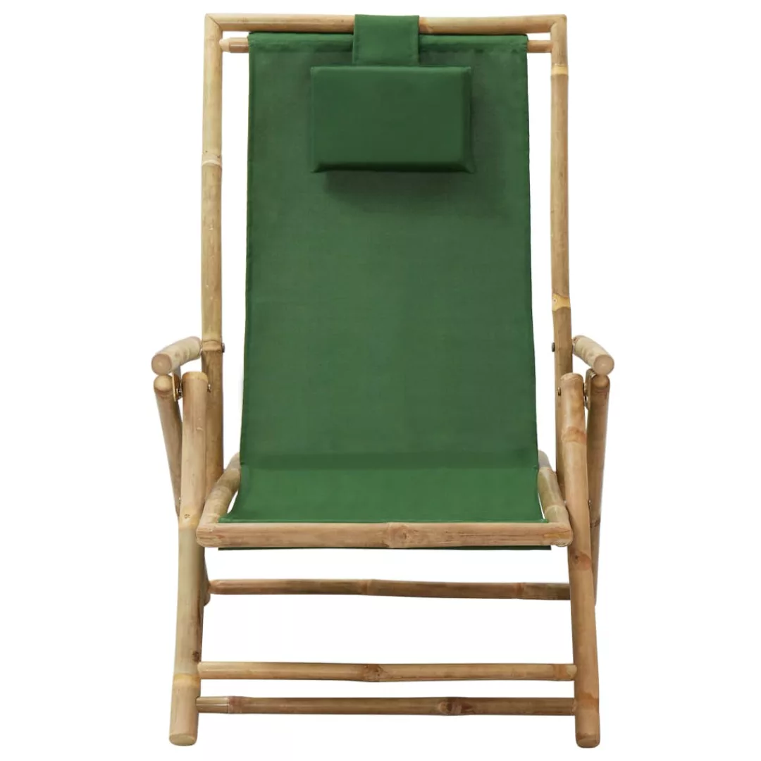 Verstellbarer Relaxstuhl Grün Bambus Und Stoff günstig online kaufen