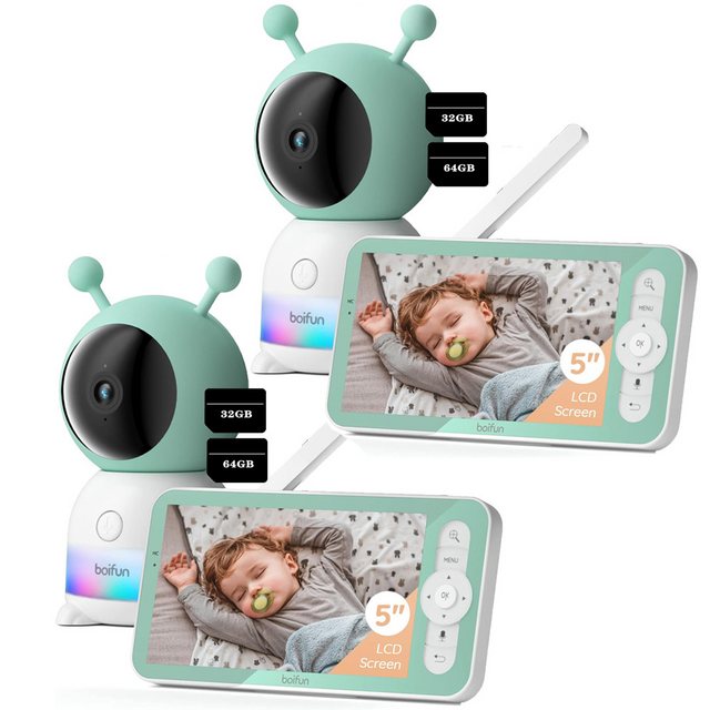 Boifun Babyphone 2 Stück Babyphone mit Kamera 2K/3MP, 5 Zoll WiFi Video Bab günstig online kaufen