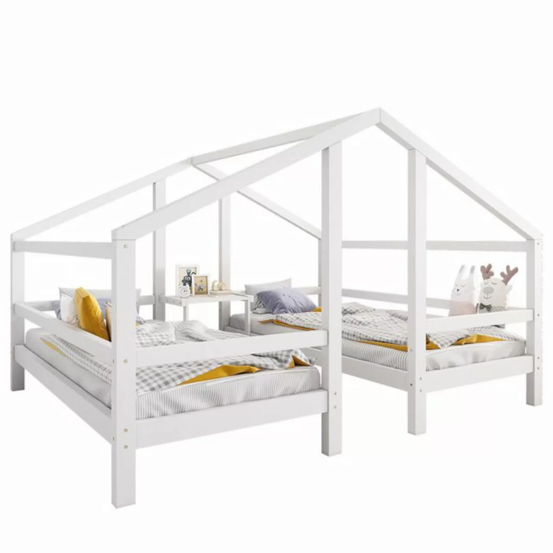 WISHDOR Kinderbett Jugendbett Hausbett Massivholzbett (90*200cm Weiß), mit günstig online kaufen