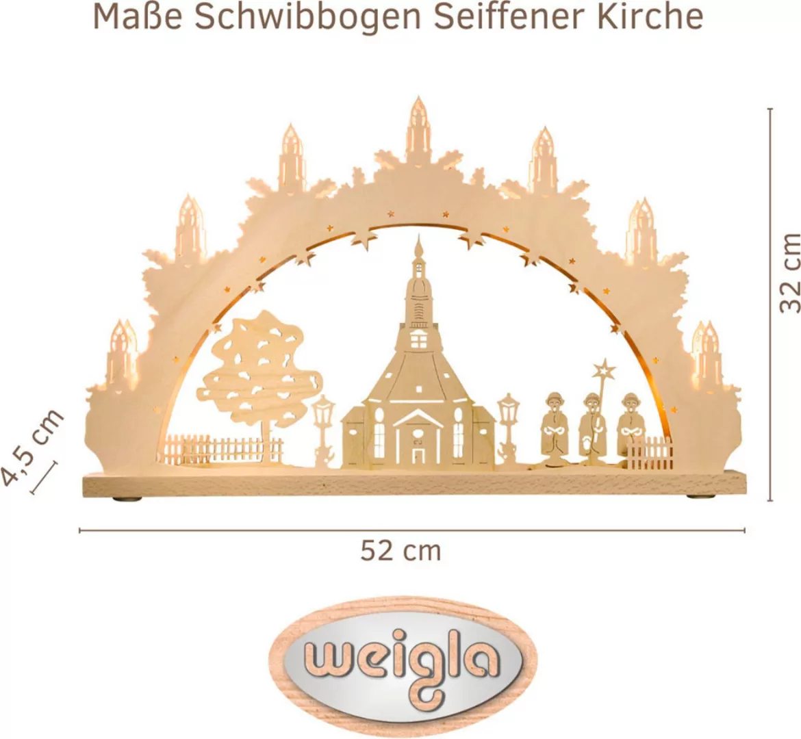 Weigla LED Schwibbogen "Seiffener Kirche, Lichterbogen aus Holz, NATUR", Er günstig online kaufen