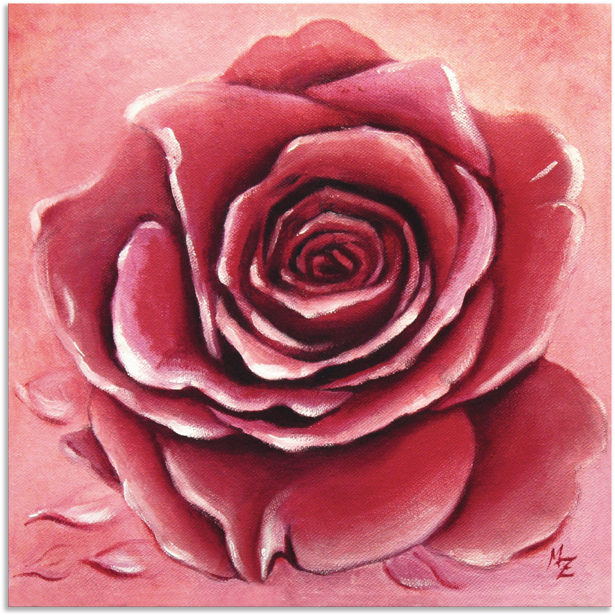 Artland Wandbild »Rote Rose handgemalt«, Blumen, (1 St.), als Alubild, Outd günstig online kaufen