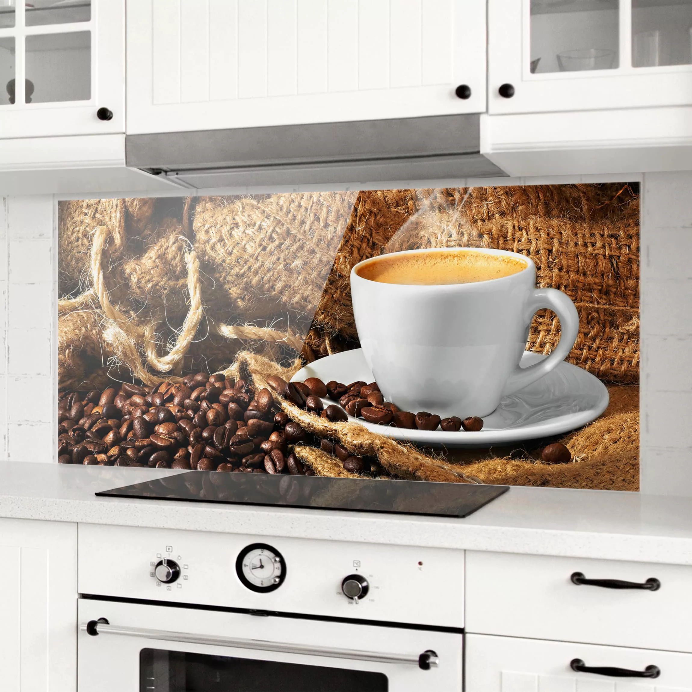 Glas Spritzschutz Kaffee - Panorama Kaffee am Morgen günstig online kaufen
