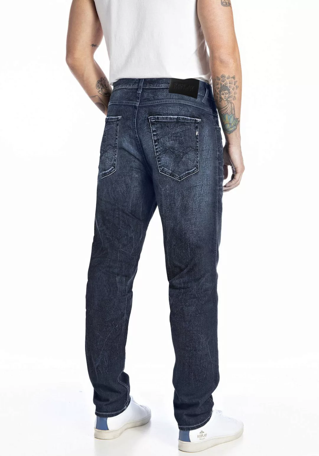Replay Tapered-fit-Jeans SANDOT mit Abriebeffekten günstig online kaufen