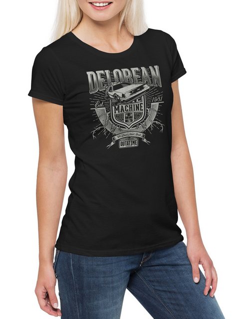 Urban Backwoods Print-Shirt Car Time Machine Damen T-Shirt Back Zurück To T günstig online kaufen