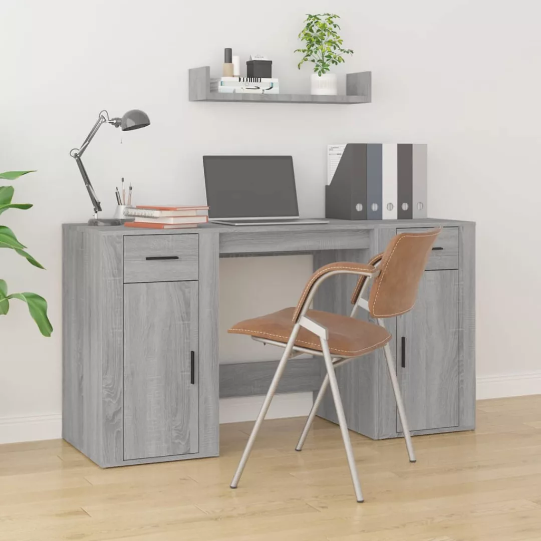 Vidaxl Schreibtisch Mit Stauraum Grau Sonoma Holzwerkstoff günstig online kaufen