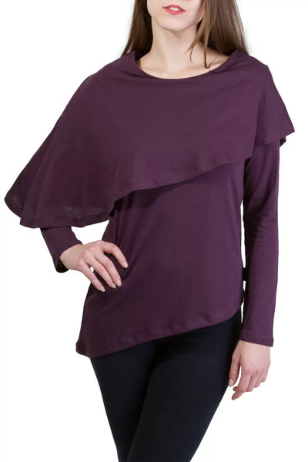 Langarmshirt Mit Poncho Vanda Violett günstig online kaufen