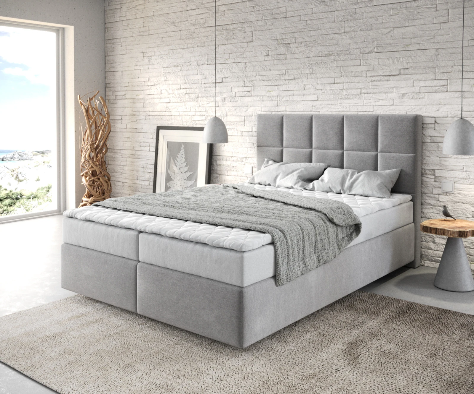 DELIFE Boxspringbett Dream-Fine, Mikrofaser Grau 140x200 cm mit Matratze un günstig online kaufen