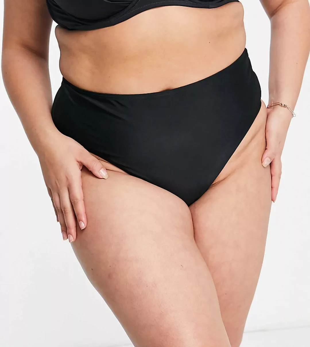 Wolf & Whistle Curve – Exklusive Bikinihose mit hoher Taille in Schwarz günstig online kaufen
