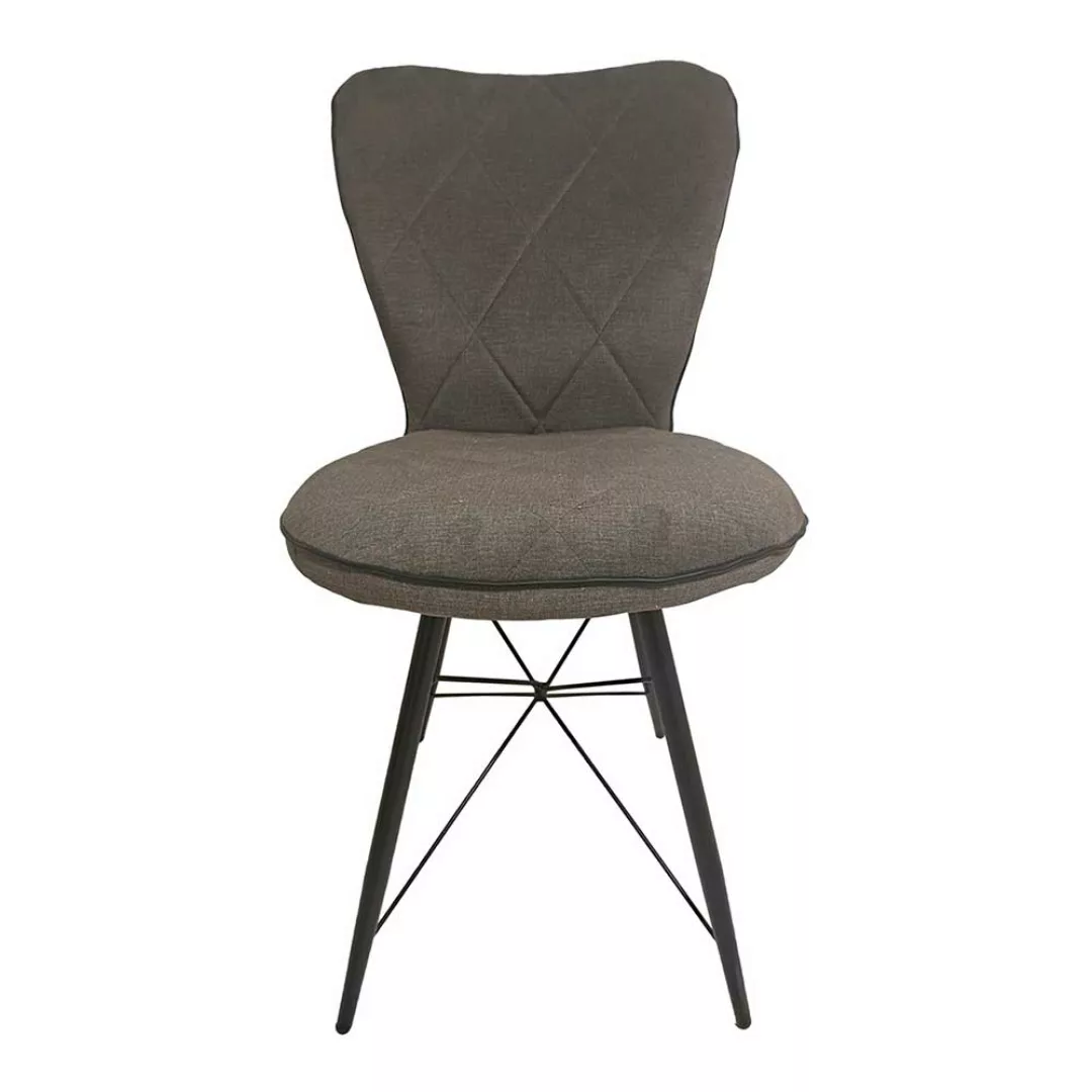 Moderne Stühle Grau aus Webstoff Gestell aus Metall (2er Set) günstig online kaufen