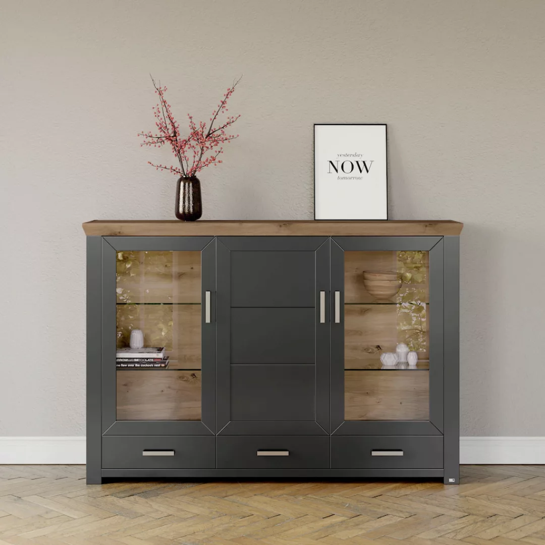 set one by Musterring Highboard "York", Typ 57, mit Glastüren, viel Staurau günstig online kaufen