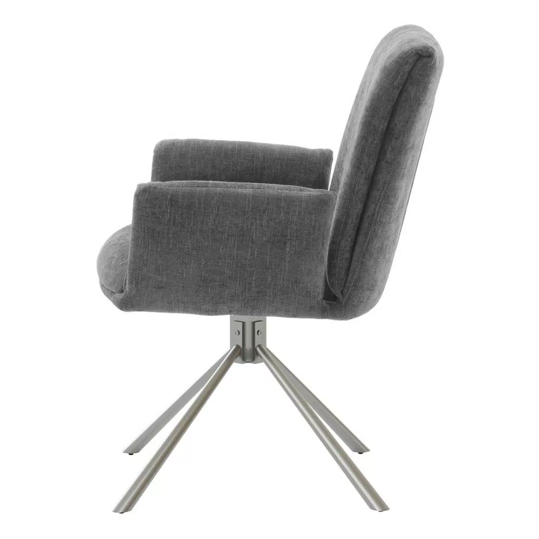 Drehbare Esstisch Stühle in Grau Chenillegewebe modern (2er Set) günstig online kaufen