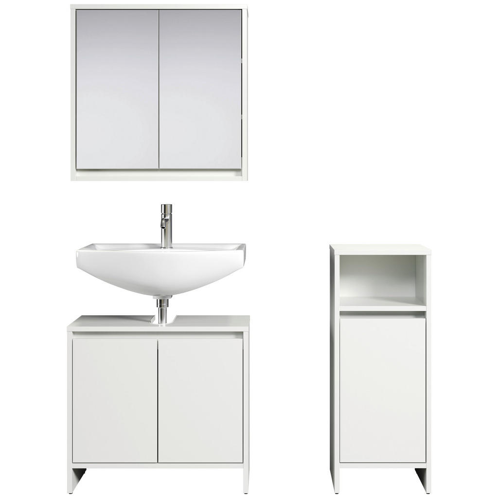 Badezimmer-Set Basix weiß matt grau B/H/T: ca. 107x164x28 cm günstig online kaufen